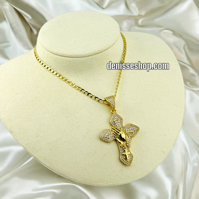 14K FASHION PRAYING CROSS PENDANT P470