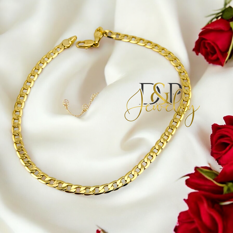 14K 4MM FIGARO ANKLET BRACELET A37