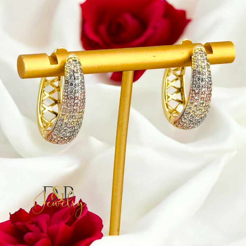 14K TRICOLOR ELEGANT HOOP HP696