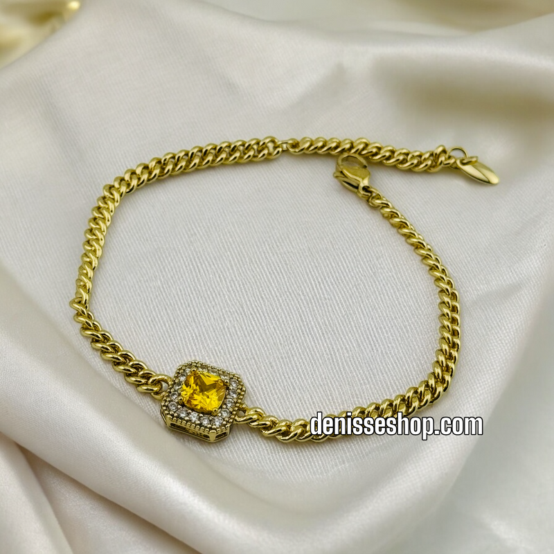 14K YELLOW STONE BRACELET BR388