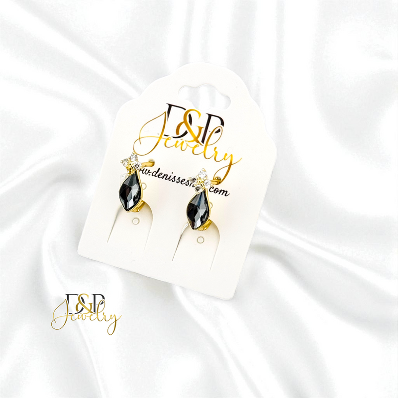 14K BLACK HUGGIE EARRING E1037