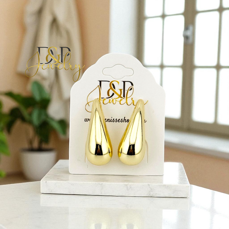 14K DROP GOLD EARRING E919