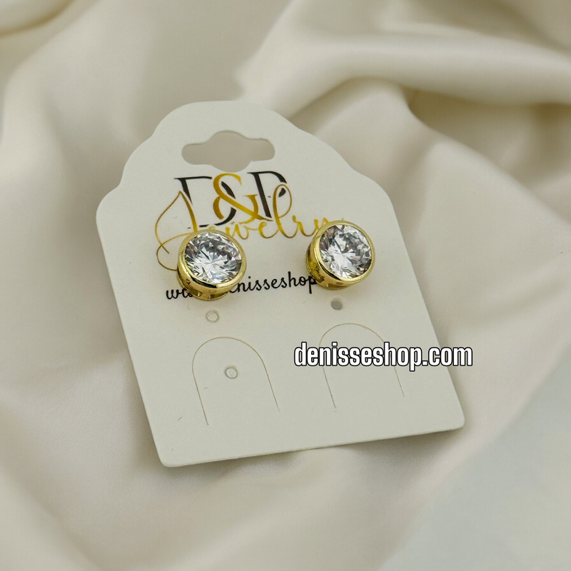 14K WHITE STONE EARRINGS E513