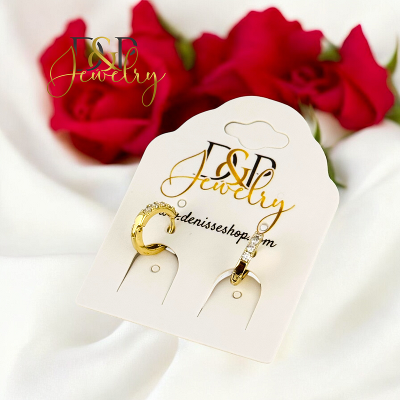 14K TINY WHITE LITTLE STONES HOOP HP708