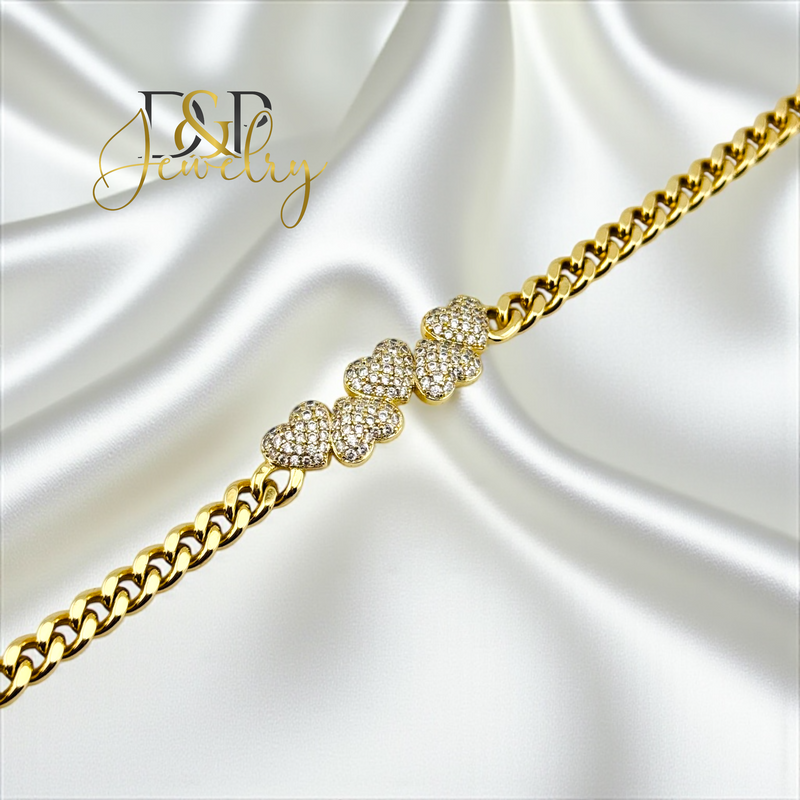 14K ELEGANT HEARTS BRACELET BR819
