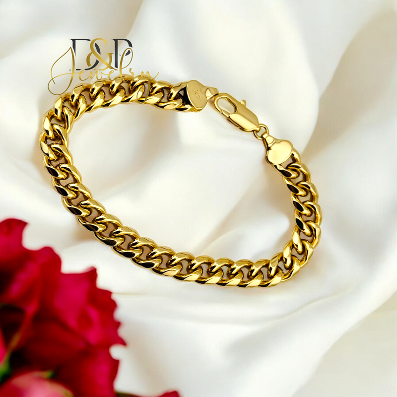 14K CHUNKY CUBAN DESIGN MEN BRACELET 8.5&