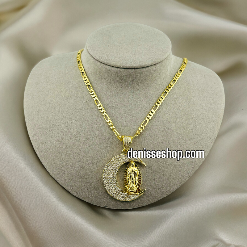 14K GUADALUPE MARY MOON PENDANT P362