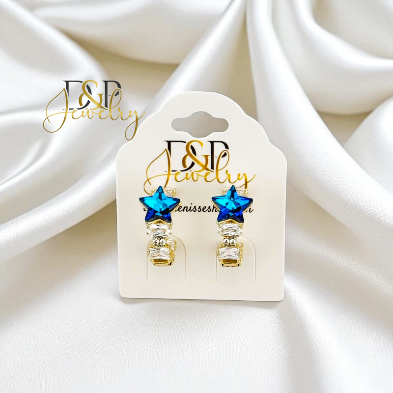14K BLUE STAR EARRING E921