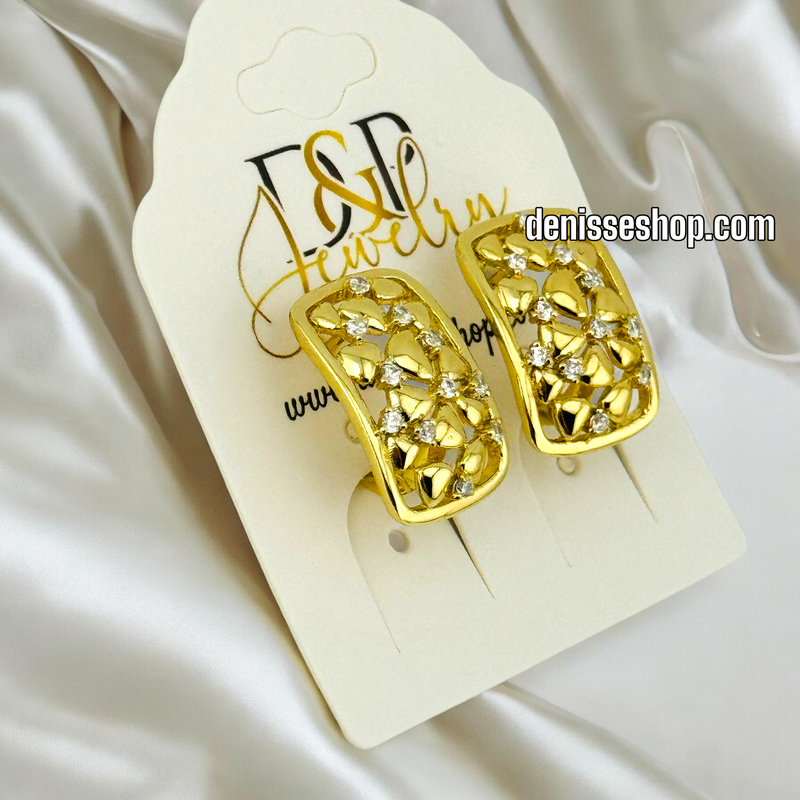 14K GOLD / WHITE STONE HUGGIES EARRING E675