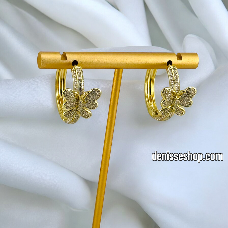 14K WOMAN/BUTERFLY HOOP EARRING HP568