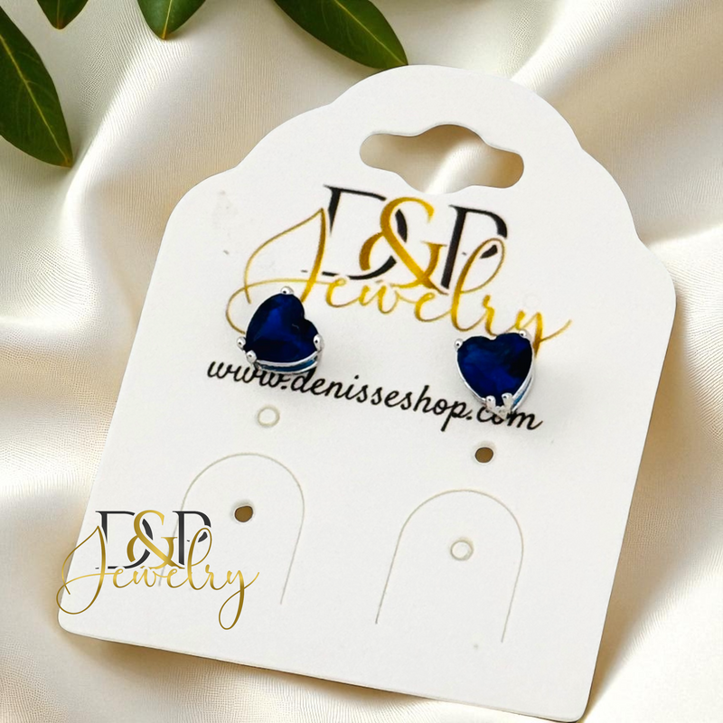 14K SILVER HEART SHAPE 6/COLOR STONE VARIANT EARRINGS E943
