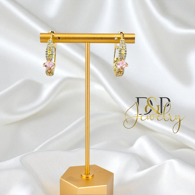 14K PINK HOOP EARRING HP770