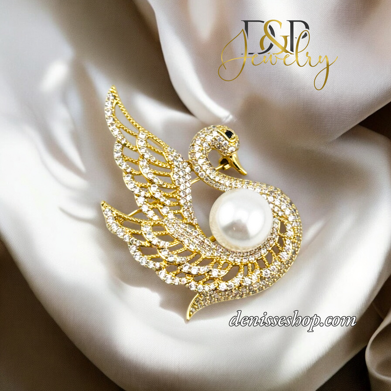 14K SWAN BROOCH PIN P716