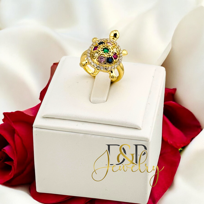 14K COLORFUL TURTLE RING RG384