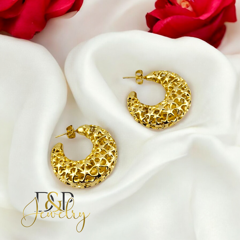 14K HALF HOOP STUD EARRING E847