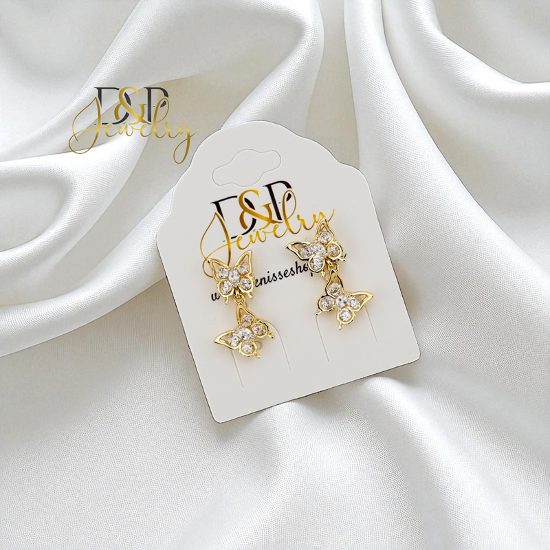 14K GOLD/BUTTERFLY 2 VARIANTS STUD EARRING E1016