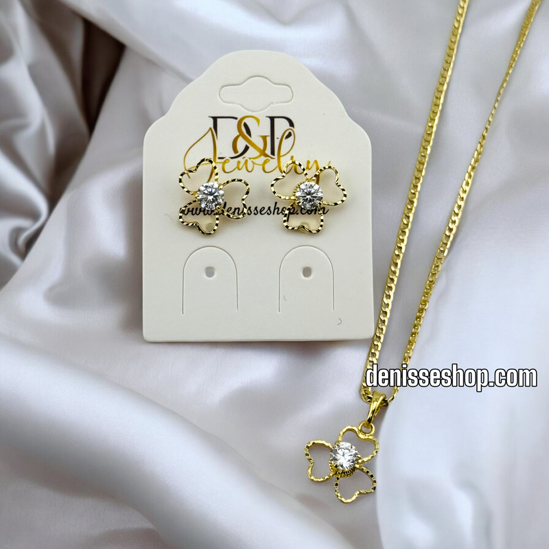 14K WOMAN/CLOVER NECKLACE SET N168