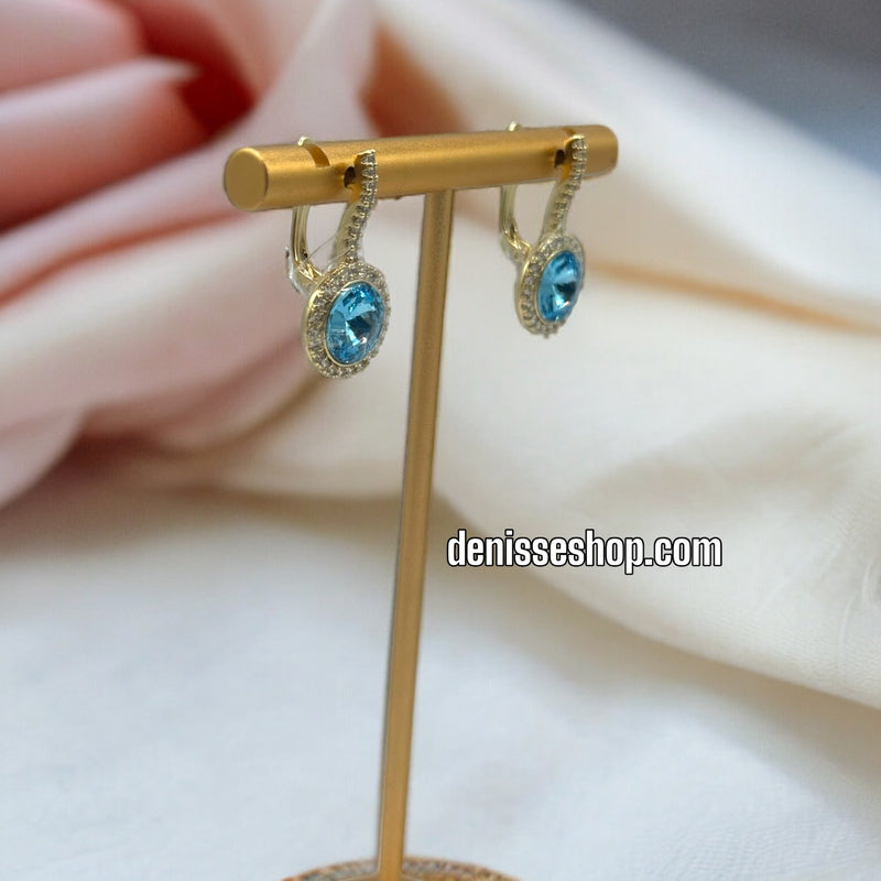 14k Elegant Blue Stone Earrings E343