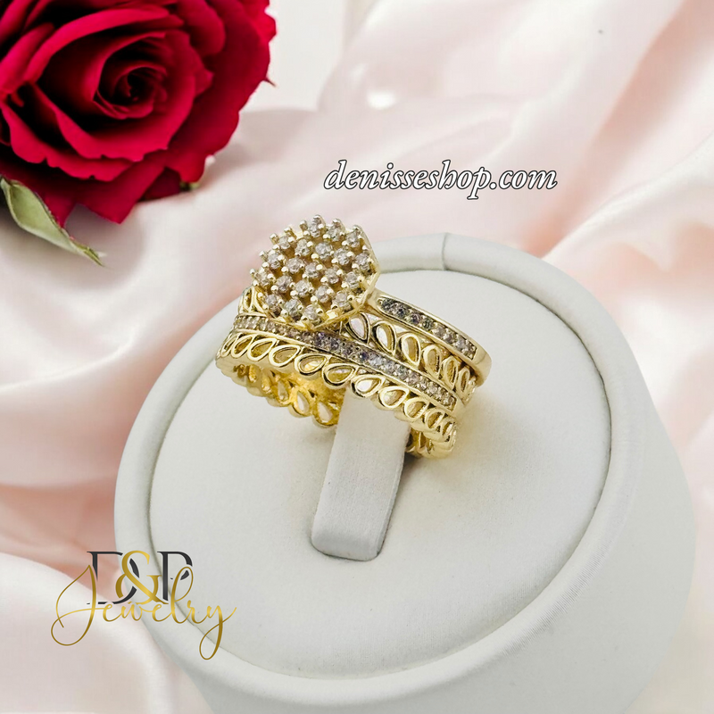 14K WOMEN WHITE STONES DOUBLE RING RG351