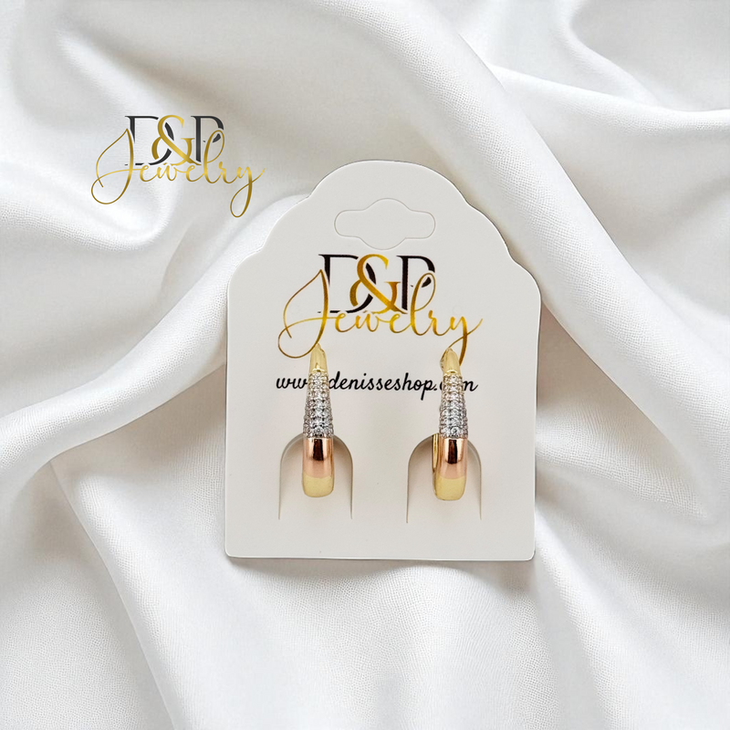 14K TRICOLOR HOOP EARRING HP856