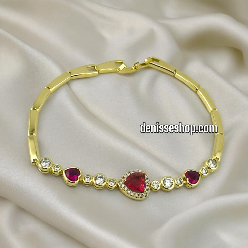 14K RED HEART STONE BRACELET BR423