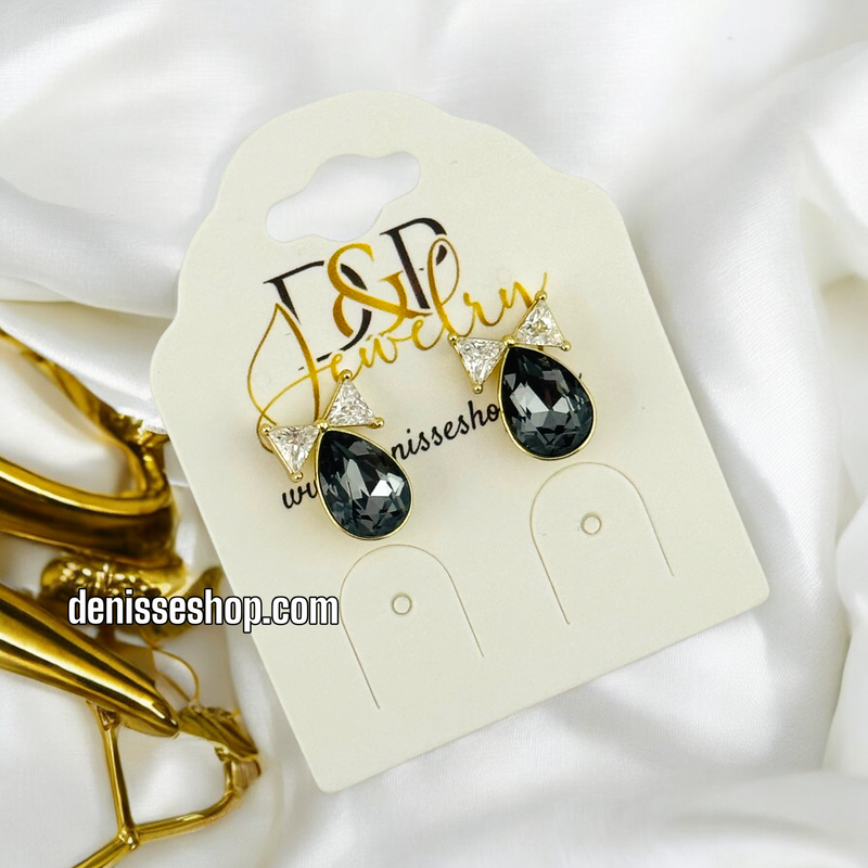 14K BLACK STONE EARRING E631