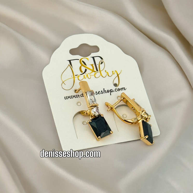 18K BLACK STONE EARRINGS E545