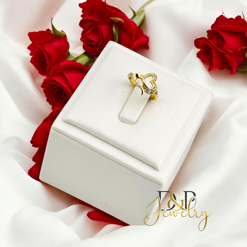 14K ADJUSTABLE HEART RING FOR GIRLS RG377
