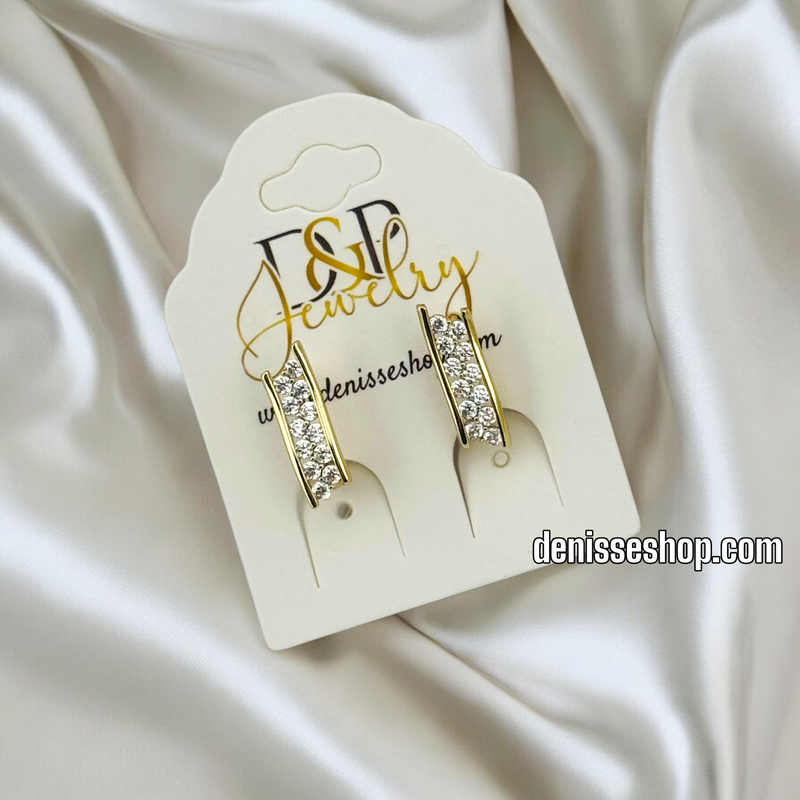 14K WHITE STONE HUGGIE EARRING E793