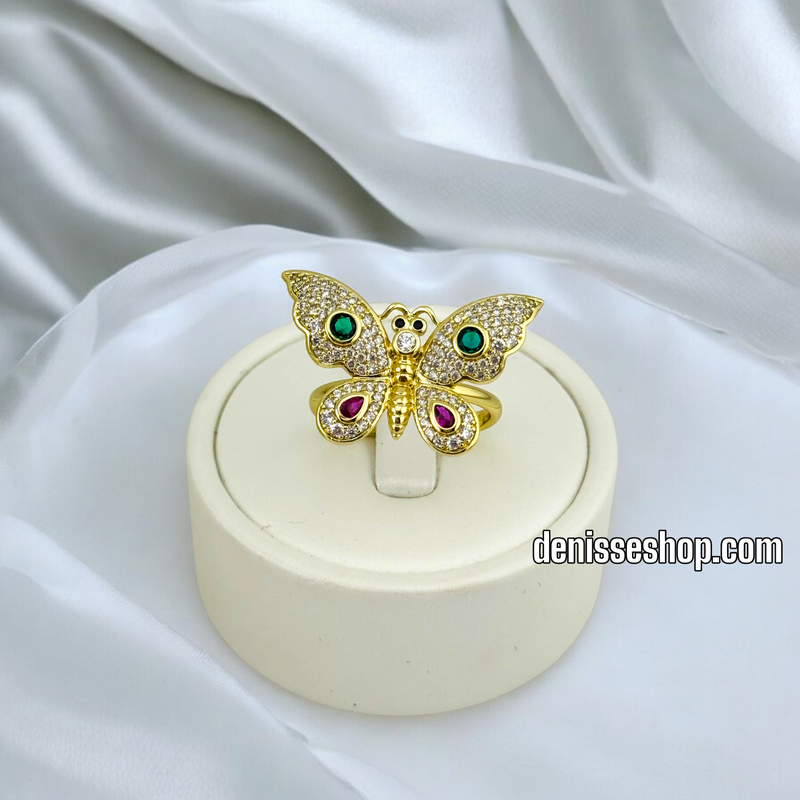 14K WOMEN MULTICOLOR BUTERFLY RING RG304