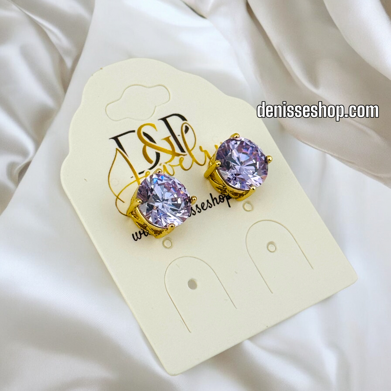 14K GOLD / PURPLE STONE EARRING E670