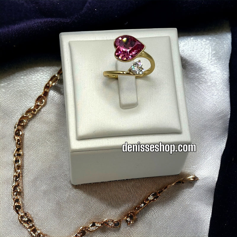 14K PINK HEART OPEN RING RG142