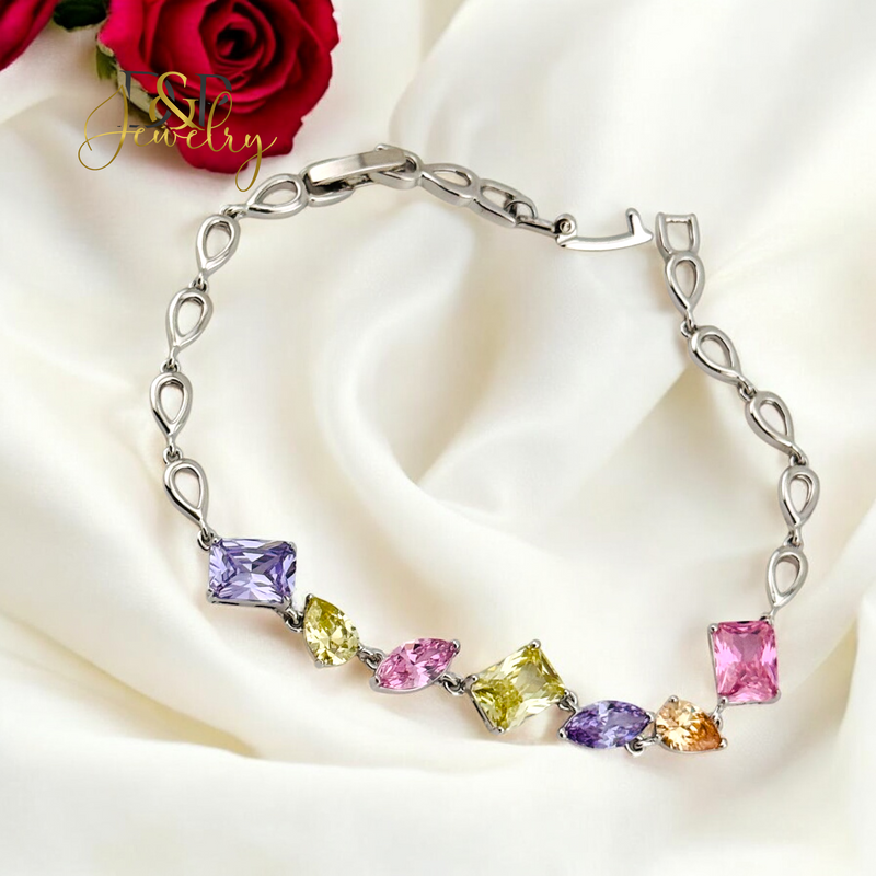 SILVER COLOR DESIGN STONE BRACELET BR736