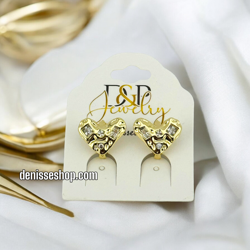 14K HEART HOOPS HP417