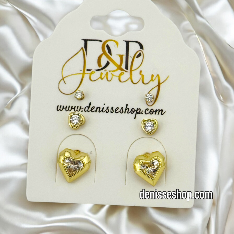 14K /WOMAN/GIRL HEART EARRING SET E730