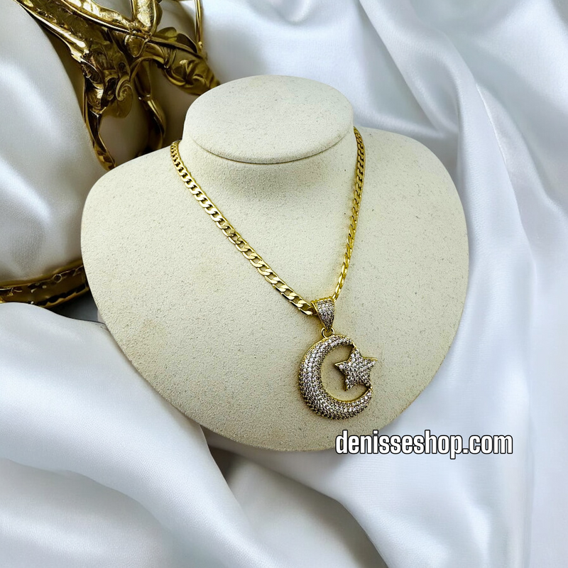 14K MOON STAR PENDANT P593