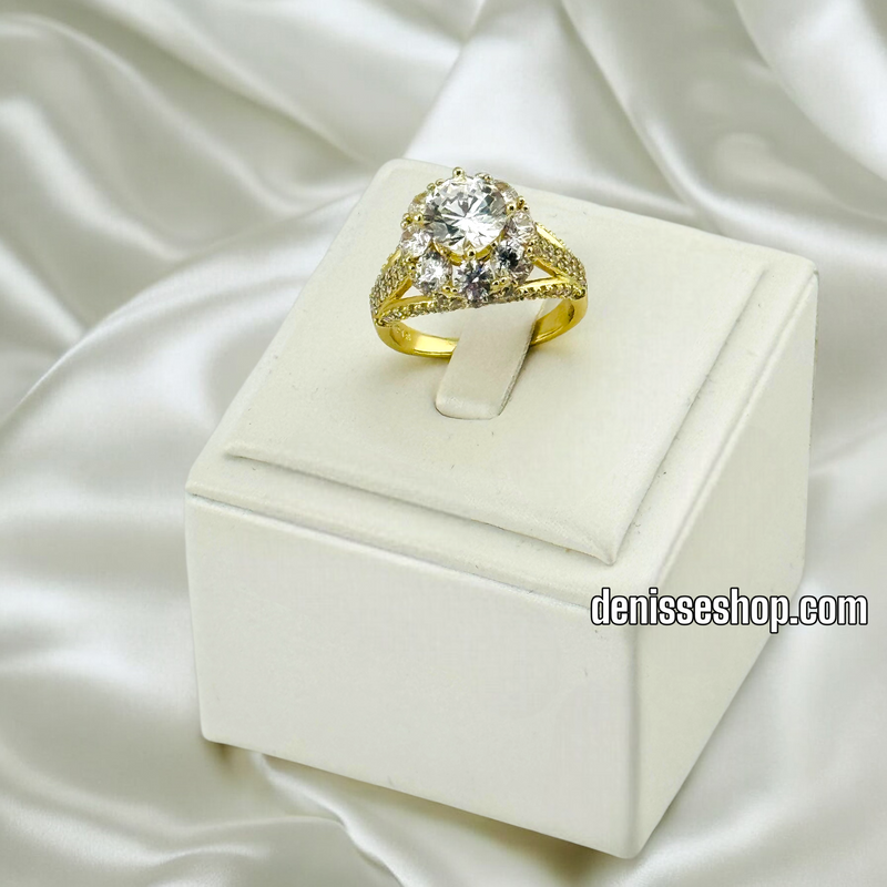 14K GOLD/ WHITE STONE FASHION RING RG263