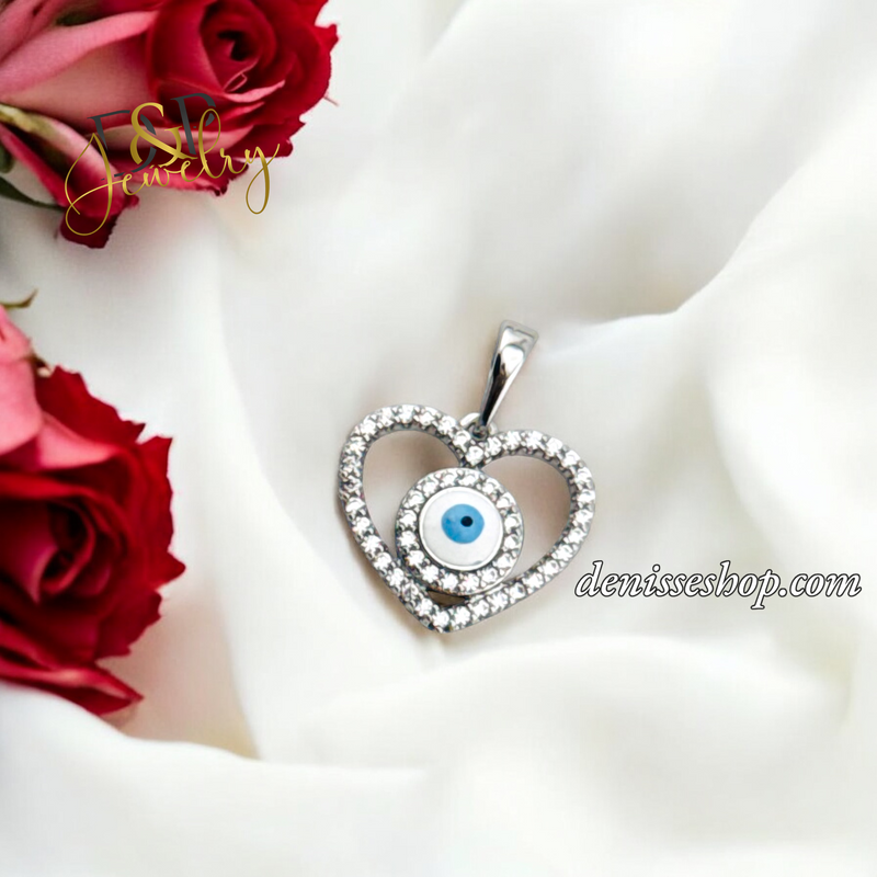 SILVER WOMEN HEART EYE PENDANT P697