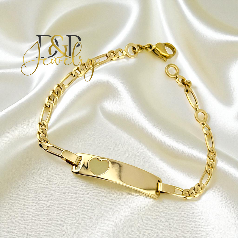 14K GIRL PLAQUE HEART BRACELET BR812