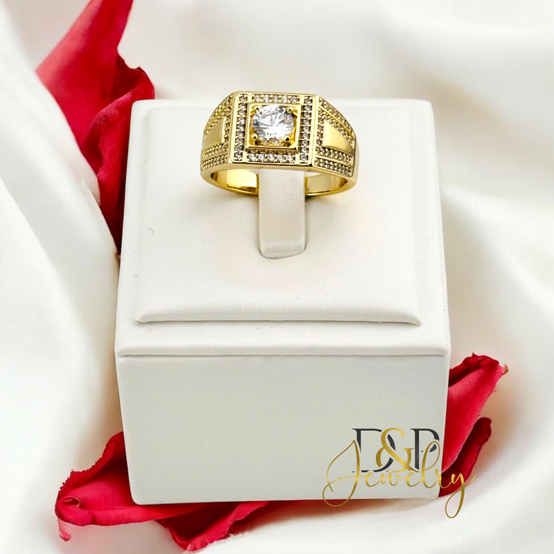 14K WHITE STONES DESIGN RING RG371