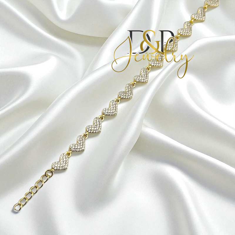 14K BLING HEARTS BRACELET BR799