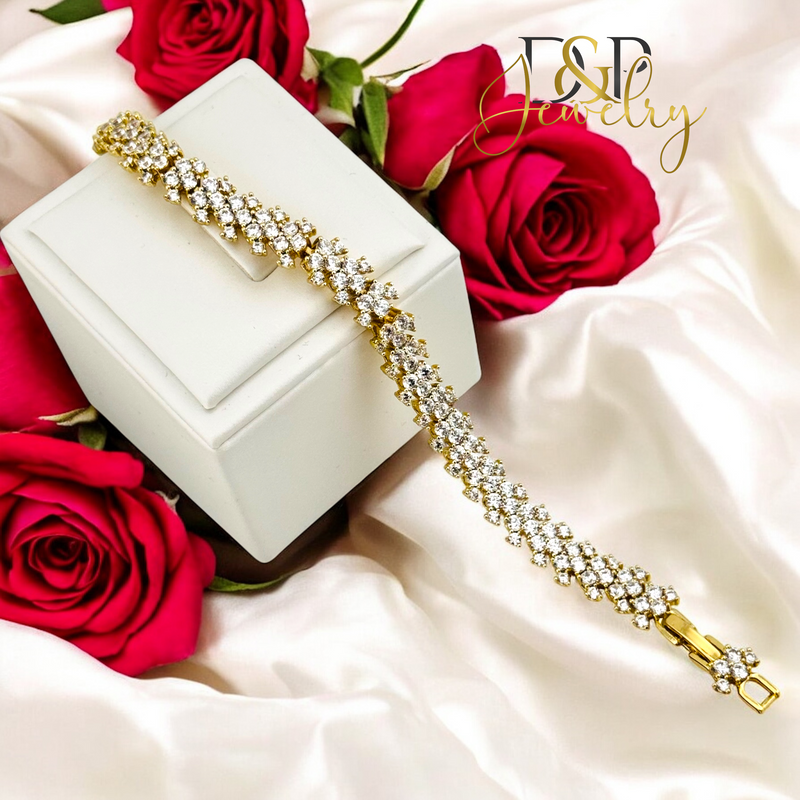 14K WHITE STONE ELEGANT BRACELET BR748