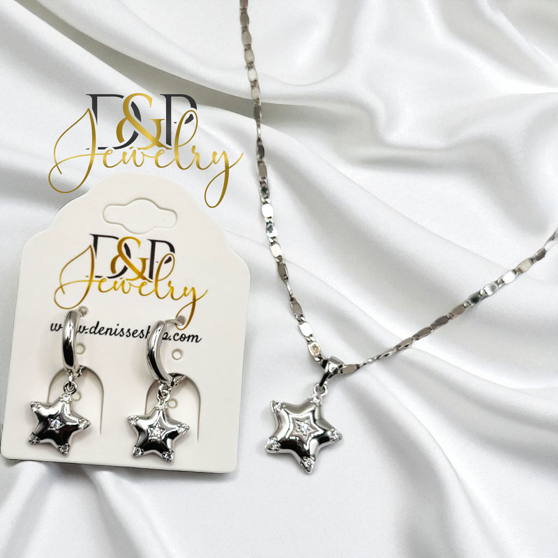 14K SILVER STAR NECKLACE SET N291