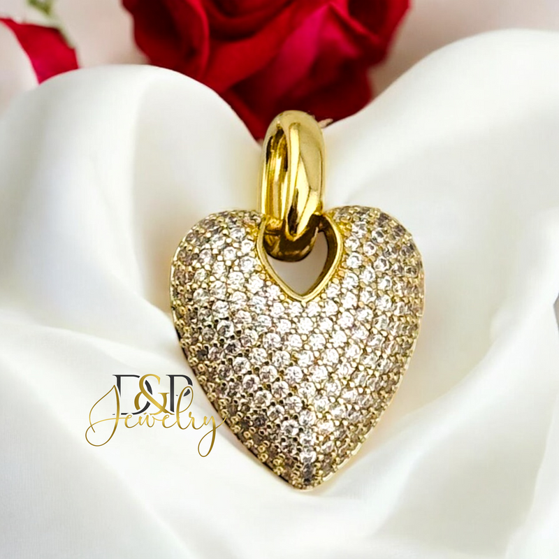 14K FANCY HEART PENDANT P825