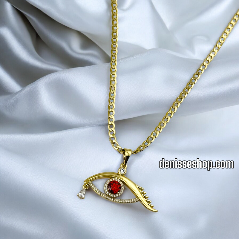 14K WOMEN / EYE WITH RED STONE PENDANT P531