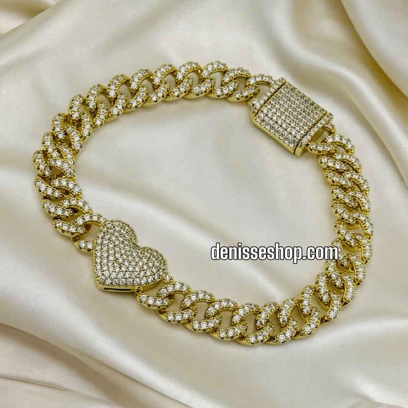 14K CUBAN HEART BRACELET BR352