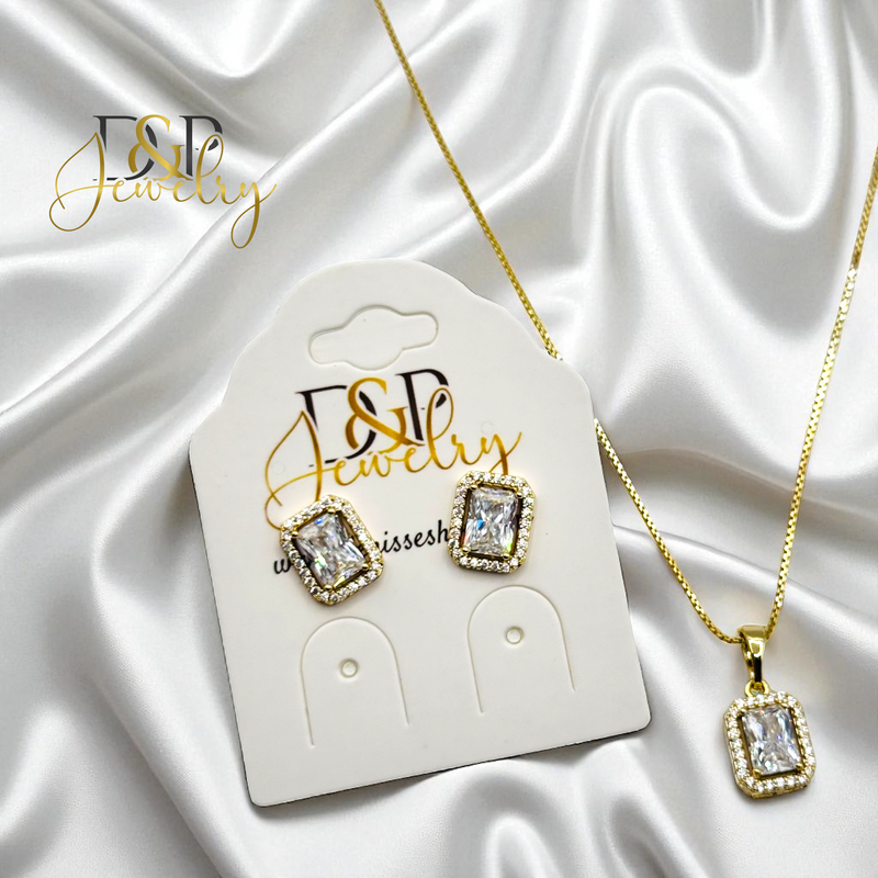 14K WHITE STONE NECKLACE SET N284