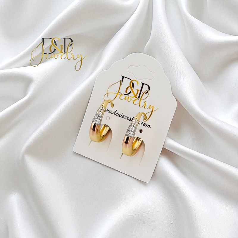 14K TRICOLOR HOOP EARRING HP856