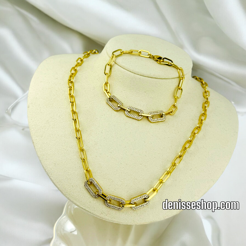 14K PAPER CLIP NECKLACE SET N41