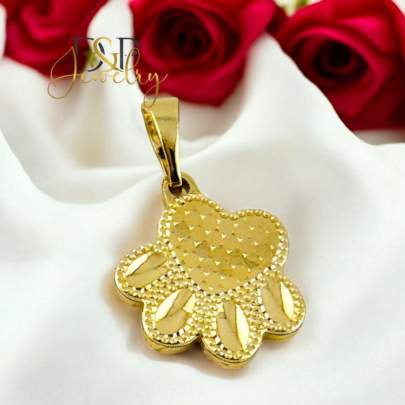 14K PAW HEART PENDANT P844